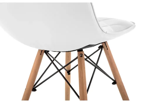 Деревянный стул Kvadro 1 white / wood 15365 Woodville, белый/экокожа, ножки/массив бука дерево/натуральный, размеры - ****440*510 фото 8