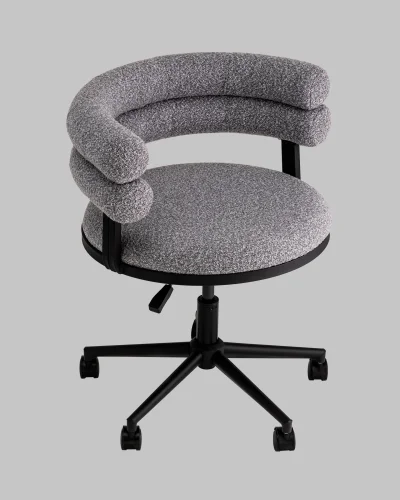 Стул офисный Ponty, серый, чёрные ножки УТ000040475 Stool Group, серый/букле, ножки/пластик/чёрный, размеры - 670*750***700*610 фото 7