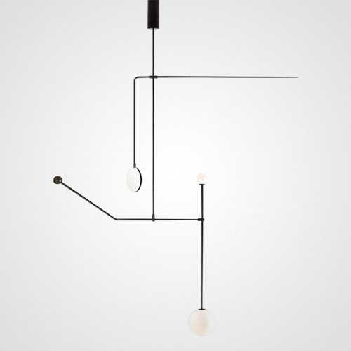 Люстра подвесная LINES 140823-26 ImperiumLoft белая на 2 лампы, основание чёрное в стиле минимализм 