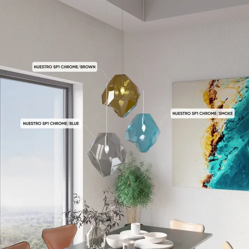 Светильник подвесной NUESTRO SP1 CHROME/BLUE Crystal Lux синий на 1 лампу, основание хром в стиле современный выдувное фото 2