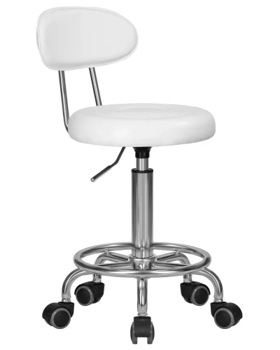 Табурет мастера DOBRIN BILLY (белый) цвет сиденья белый, цвет основания хромированная сталь Dobrin, белый/экокожа, ножки/металл/, размеры - 690*850**** фото 2 Табурет мастера DOBRIN BILLY (белый) цвет сиденья белый, цвет основания хромированная сталь Dobrin, белый/экокожа, ножки/металл/, размеры - 690*850**** фото 2