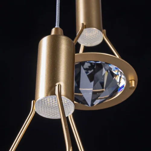 Светильник подвесной LED Ауксис 722012405 DeMarkt прозрачный 5 ламп, основание золотое в стиле хай-тек каскад фото 6