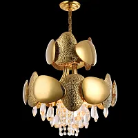 Люстра подвесная VALENCIA 91009/4C GOLD Natali Kovaltseva золотая прозрачная на 4 лампы, основание золотое в стиле арт-деко современный 