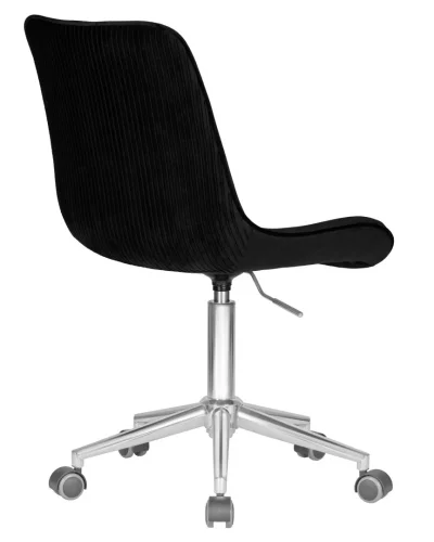 Кресло офисное 9518-LM DORA, цвет сиденья черный (1922-21), цвет основания хромированная сталь Dobrin, чёрный/велюр, ножки/металл/хром, размеры - 840*990***600*600 фото 4