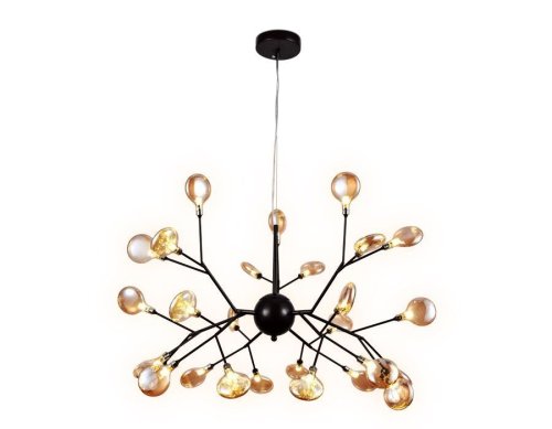 Люстра потолочная TR3013 Ambrella light янтарная на 27 ламп, основание коричневое в стиле современный ветви