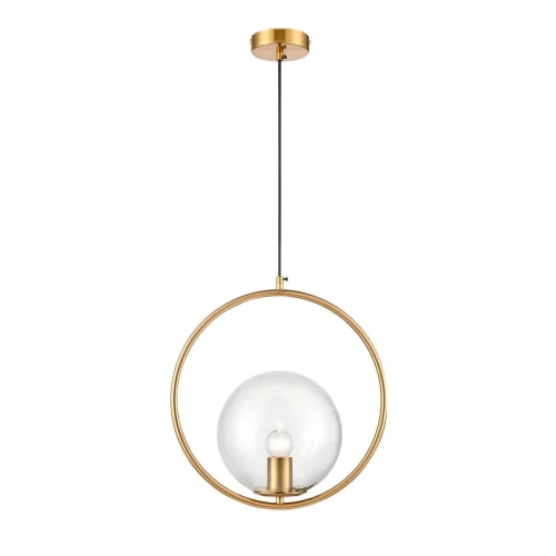 Светильник подвесной Bianco VL5714P11 Vele Luce прозрачный на 1 лампу, основание золотое в стиле современный шар