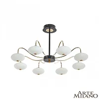 Люстра на штанге LED Neapolis-73908 273908/8 BK/GD Arte Milano белая на 1 лампу, основание чёрное в стиле современный 