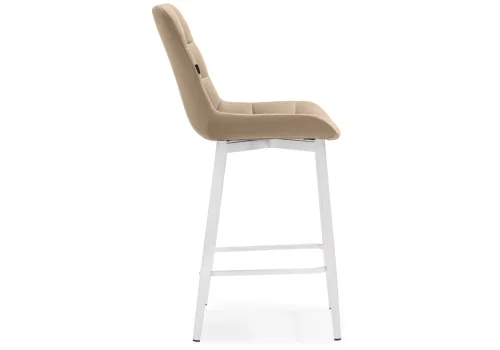 Полубарный стул Алст К бежевый / белый 502118 Woodville, бежевый/велюр, ножки/металл/белый, размеры - ****500* фото 3