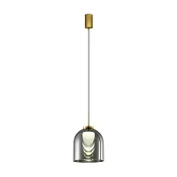 Светильник подвесной LED Fume FR5399PL-L4BS1 Freya серый чёрный 1 лампа, основание латунь в стиле модерн 