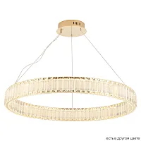 Люстра подвесная LED MUSIKA SP70W LED GOLD Crystal Lux прозрачная на 1 лампа, основание золотое в стиле классический современный кольца