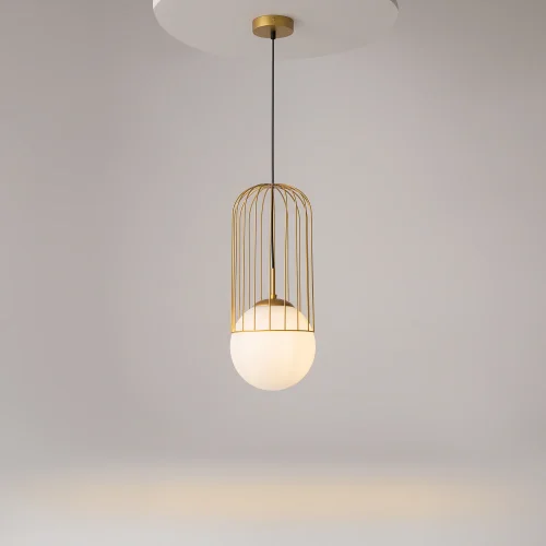 Светильник подвесной Telford P363PL-01G Maytoni белый золотой на 1 лампу, основание золотое в стиле современный фото 8