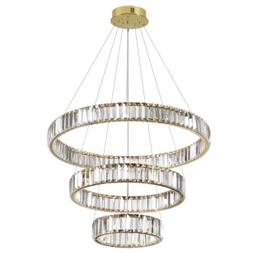 Люстра подвесная LED Vekia 5015/88L Odeon Light прозрачная на 1 лампа, основание золотое в стиле современный кольца