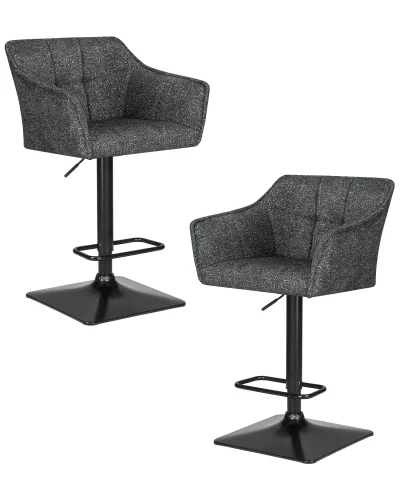 Стул барный набор 2 шт. SET-2 5033-LM RALF, цвет сиденья серый твид (LEO11), цвет основания черный Dobrin, /текстиль, ножки/металл/чёрный, размеры - 900*1120***580*550 Стул барный набор 2 шт. SET-2 5033-LM RALF, цвет сиденья серый твид (LEO11), цвет основания черный Dobrin, /текстиль, ножки/металл/чёрный, размеры - 900*1120***580*550