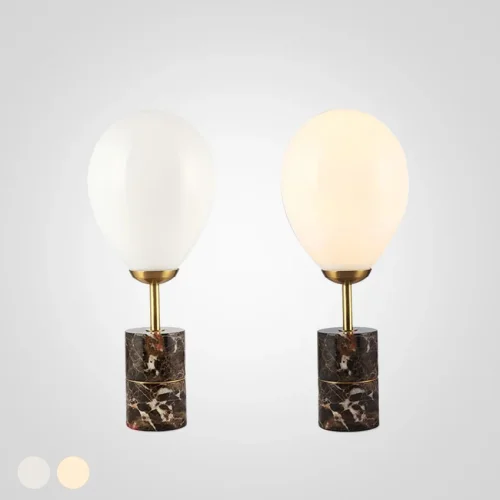 Настольная лампа Marble Fire balloon 85643-22 ImperiumLoft белая на 1 лампу, основание коричневое мрамор металл в стиле современный 