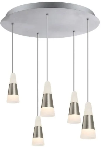 Светильник подвесной LED FRISO 56024-5H Globo белый на 5 ламп, основание матовое никель в стиле современный каскад