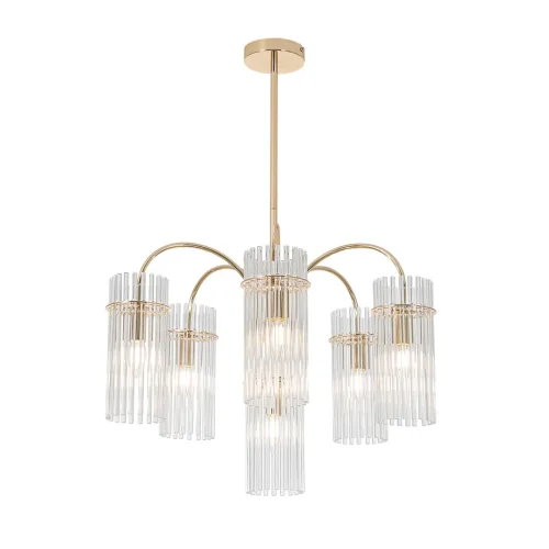 Люстра на штанге Opulenta 8413/6 Lumion прозрачная на 6 ламп, основание золотое в стиле классический фото 4