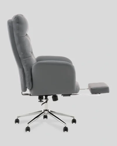 Кресло руководителя TopChairs Solid с оттоманкой, серый УТ000040807 Stool Group, серый/экокожа, ножки/металл/хром, размеры - 1200*1280**** фото 8