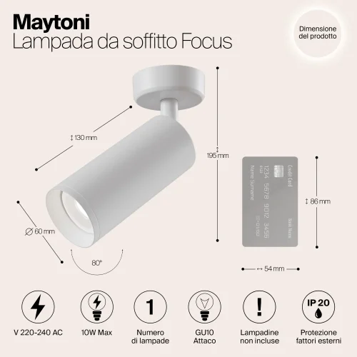 Светильник накладной Focus C017CW-01W Maytoni белый на 1 лампу, основание белое в стиле современный круглый фото 4