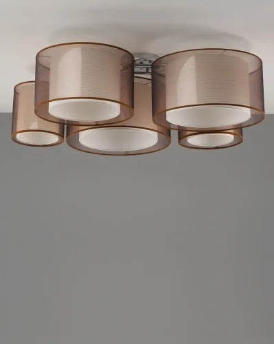 Люстра потолочная Room V10624-5C Moderli белая коричневая на 5 ламп, основание хром в стиле современный  фото 6