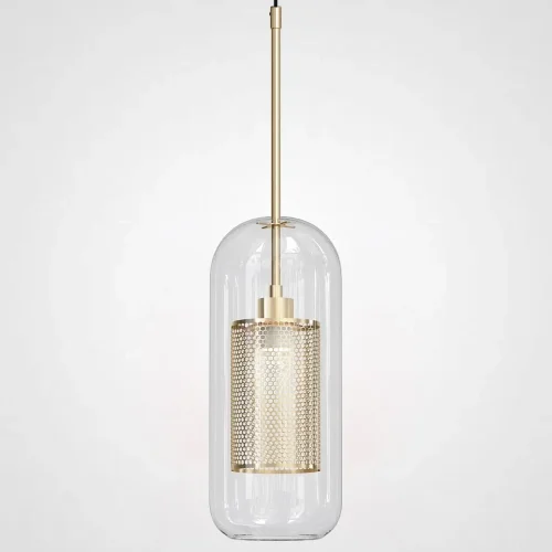 Светильник подвесной CATCH F cylinder brass D15 186719-26 ImperiumLoft прозрачный 1 лампа, основание бронзовое в стиле современный 