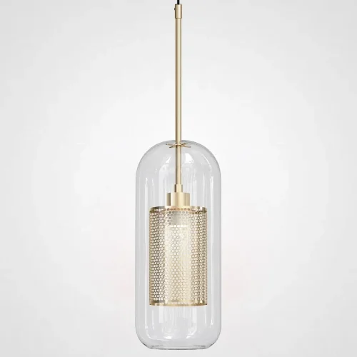 Светильник подвесной CATCH F cylinder brass D15 186719-26 ImperiumLoft прозрачный на 1 лампу, основание бронзовое в стиле современный 