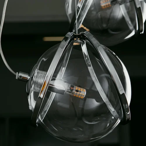 Светильник подвесной Hazel 5015/02 SP-3 Divinare прозрачный хром 3 лампы, основание хром в стиле современный каскад фото 5