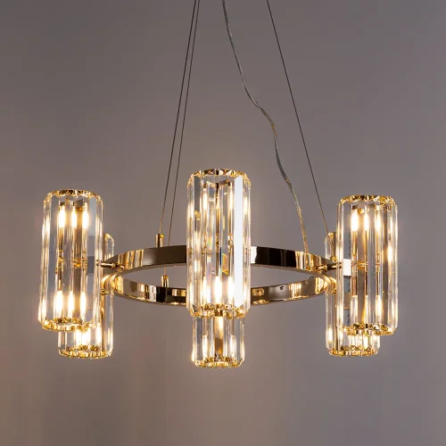 Люстра подвесная Santorini A1049SP-12GO Arte Lamp прозрачная на 12 ламп, основание золотое в стиле современный  фото 2