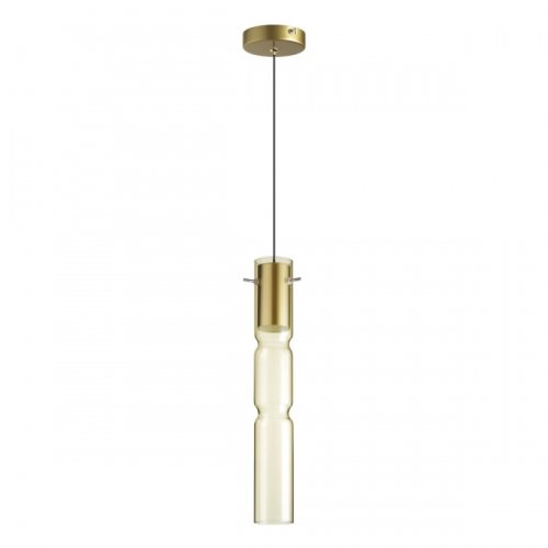 Светильник подвесной LED Scrow 5059/5LA Odeon Light янтарный 1 лампа, основание золотое в стиле современный трубочки