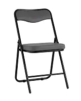 Складной стул Джонни экокожа серый каркас черный матовый УТ000035362 Stool Group, чёрный/экокожа, ножки/металл/чёрный, размеры - ****450*495
