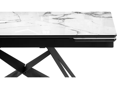 Стеклянный стол Блэкберн 160(220)х90 белый мрамор / черный 553573 Woodville столешница белая из стекло фото 8