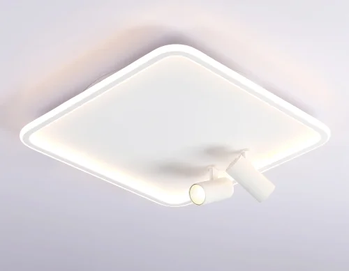 Светильник потолочный LED с пультом FL5114 Ambrella light белый 1 лампа, основание белое в стиле современный хай-тек квадраты фото 3