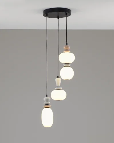 Светильник подвесной LED Glaze V11702-PL Moderli белый на 1 лампу, основание чёрное в стиле современный каскад фото 2