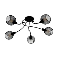 Люстра потолочная лофт Wrington 43374 Eglo чёрная на 5 ламп, основание чёрное в стиле лофт 