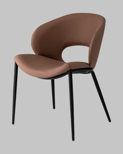 Стул Вивьен экокожа светло-коричневый УТ000040868 Stool Group, коричневый/экокожа, ножки/металл/чёрный, размеры - *780**** фото 6