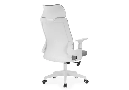 Компьютерное кресло Flok gray / white 15607 Woodville, серый/сетка, ножки/пластик/белый, размеры - *1240***620*660 фото 5