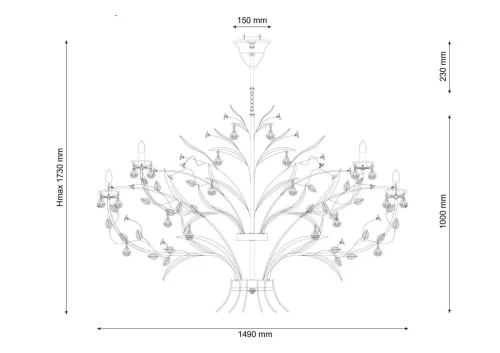 Люстра подвесная Fiori di rose 1770.24 Lucia Tucci без плафона на 24 лампы, основание зелёное золотое в стиле прованс флористика фото 2 Люстра подвесная Fiori di rose 1770.24 Lucia Tucci без плафона на 24 лампы, основание зелёное золотое в стиле прованс флористика фото 2