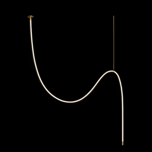 Светильник подвесной LED Thread 10388C Brass LOFT IT белый на 1 лампу, основание бронзовое в стиле хай-тек современный минимализм гибкий неон
