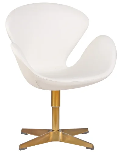 Кресло дизайнерское  69A-LMO SWAN, цвет сиденья белый (P23), цвет основания золото Dobrin, белый/кожзаменитель, ножки/металл/золотой, размеры - ****710*600 фото 9