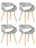 Набор 4 шт Стул обеденный Dobrin АЛИЕН (ножки светлый бук, цвет светло-серый (ГР-01)) цвет сиденья светло-серый (ГР-01), цвет основания светлый бук Dobrin, /, ножки/дерево/, размеры - *740****