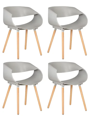 Набор 4 шт Стул обеденный Dobrin АЛИЕН (ножки светлый бук, цвет светло-серый (ГР-01)) цвет сиденья светло-серый (ГР-01), цвет основания светлый бук Dobrin, /, ножки/дерево/, размеры - *740****