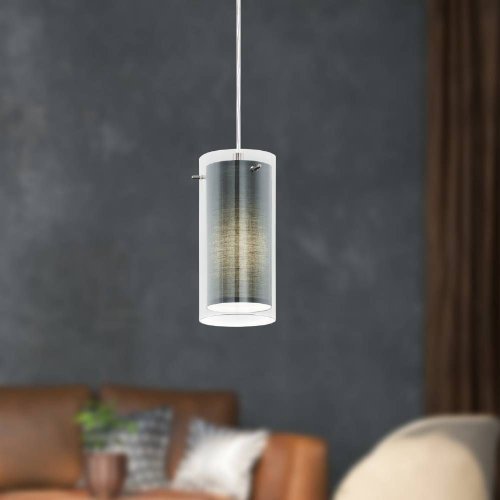 Светильник подвесной Pinto Textil 99285 Eglo прозрачный серый 1 лампа, основание матовое никель в стиле современный  фото 2