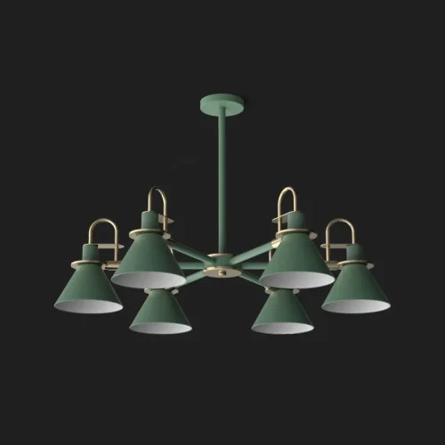 Люстра на штанге CODA D88 Green 193066-26 ImperiumLoft зелёная на 6 ламп, основание зелёное в стиле современный 