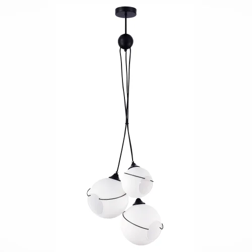 Светильник подвесной Satturo SLE103183-03 Evoluce белый 3 лампы, основание чёрное в стиле лофт кантри шар фото 2