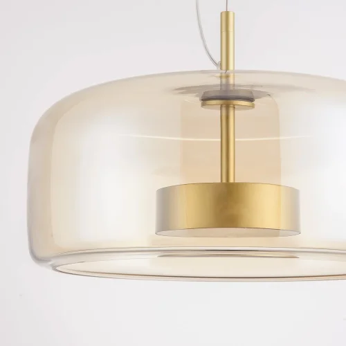 Светильник подвесной LED Reflex 4235-2P Favourite янтарный на 1 лампу, основание матовое золото в стиле современный фото 4