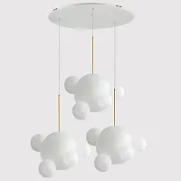Светильник подвесной Bubble BOLLE BLS LAMP white glass circle 99038-22 ImperiumLoft белый на 3 лампы, основание белое в стиле современный 