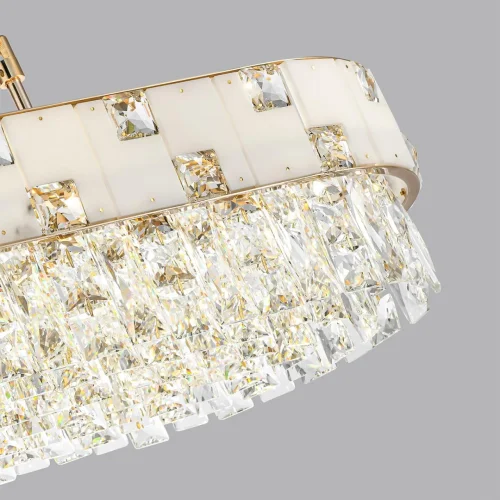 Люстра подвесная Chessi 5076/10 Odeon Light прозрачная белая на 10 ламп, основание золотое в стиле современный  фото 4