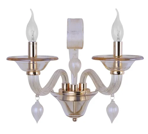 Бра CAETANO AP2 AMBER Crystal Lux без плафона на 2 лампы, основание янтарное золотое в стиле венецианский 