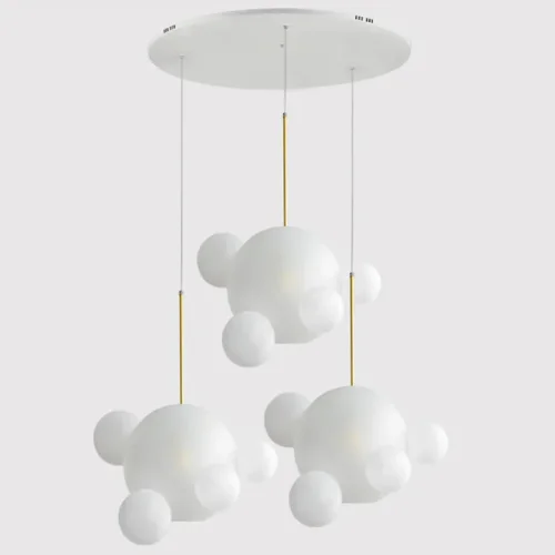 Светильник подвесной Bubble BOLLE BLS LAMP white glass circle 99038-22 ImperiumLoft белый на 3 лампы, основание белое в стиле современный Светильник подвесной Bubble BOLLE BLS LAMP white glass circle 99038-22 ImperiumLoft белый на 3 лампы, основание белое в стиле современный