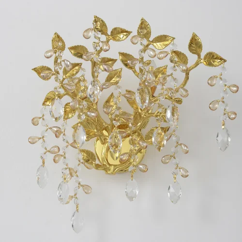 Бра EDEN AP2 GOLD Crystal Lux прозрачный на 2 лампы, основание золотое в стиле флористика фото 4