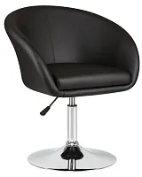 Кресло дизайнерское 8600-LM,  цвет сиденья черный, цвет основания хром Dobrin, чёрный/экокожа, ножки/металл/хром, размеры - 750*900***600*570